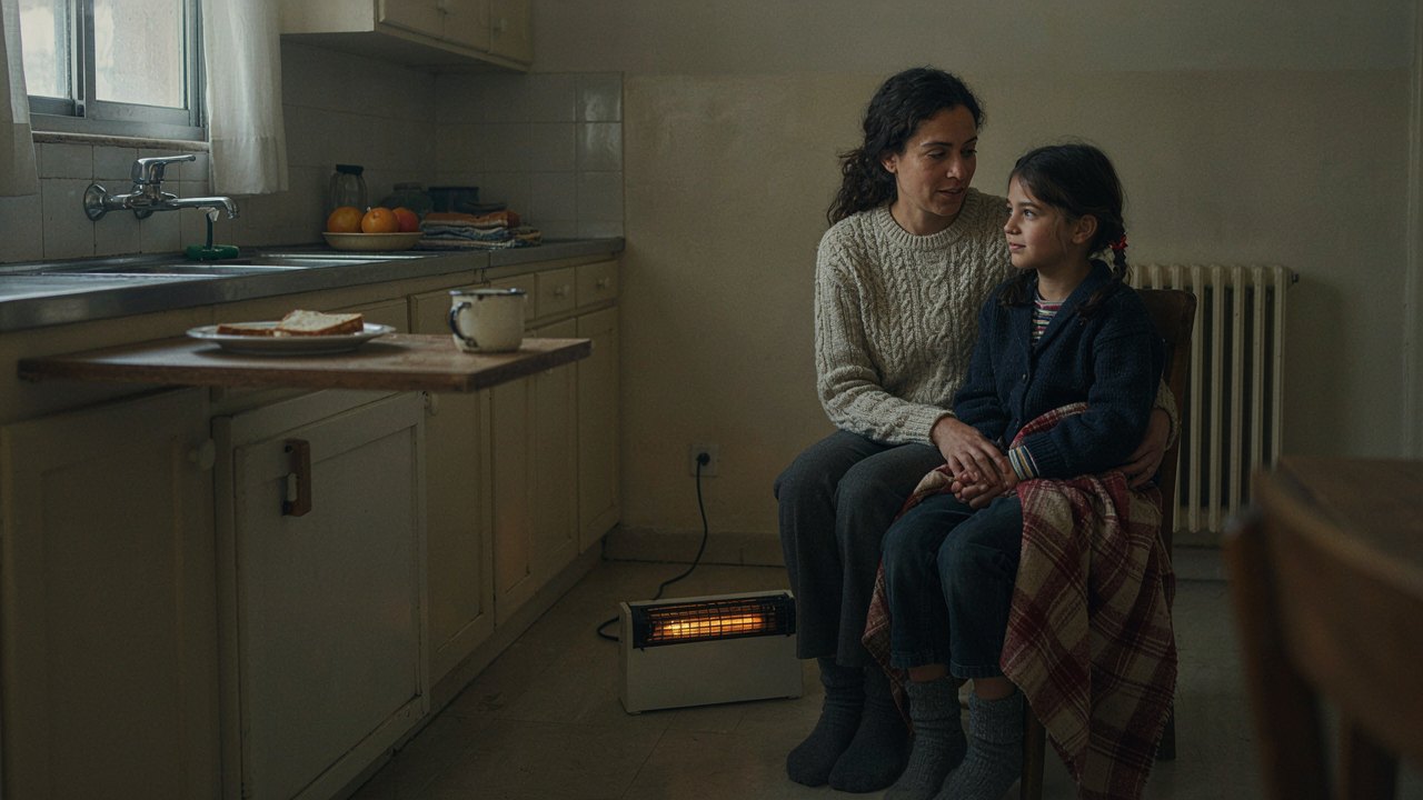 Madre e hija en una cocina humilde